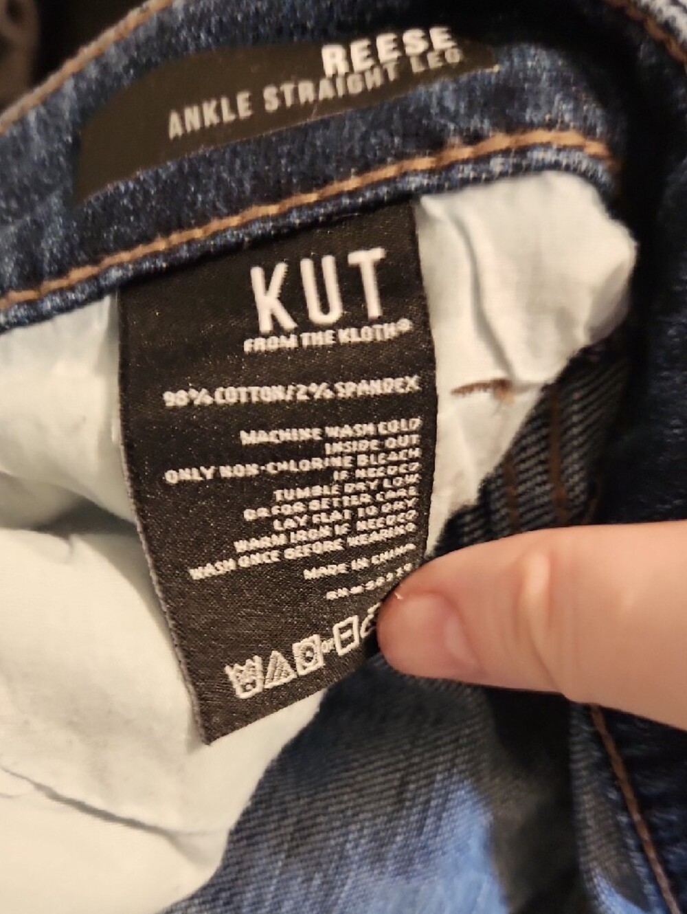 Kut from the Kloth Straight Leg Distressed Dark Blue Jeans - Picture 3 of 4